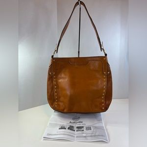 Michael Kors Camel Leather Satchel with Gold Studs w/COA